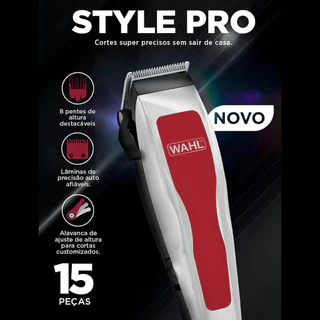 Máquina De Cortar Profissional Wahl Style Pro Lâmina De Aço Cor Prata/vermelho 110v 5723