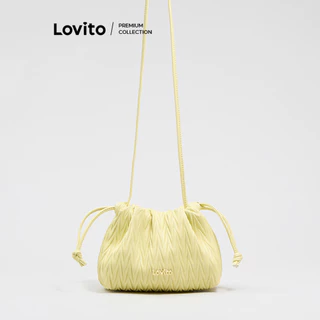 (Lovito Premium) Bonito Argyle Plicated Original Creation Cloud Handbag Drawstring Bag Alta Qualidade para Mulheres L103FD022