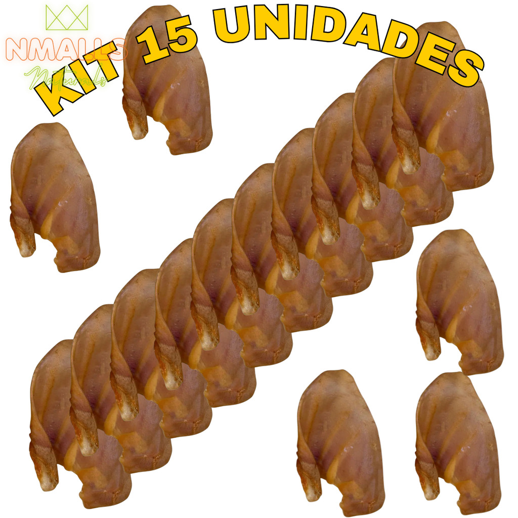 Kit 15 Mordedor Para Cães Orelha Suína Natural
