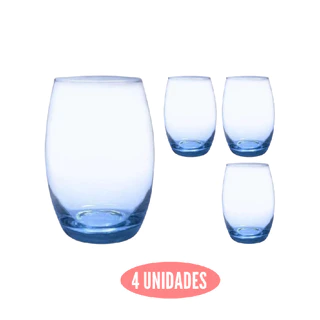 Jogo Copos Grandes Bellagio Redondo 450ml Azul