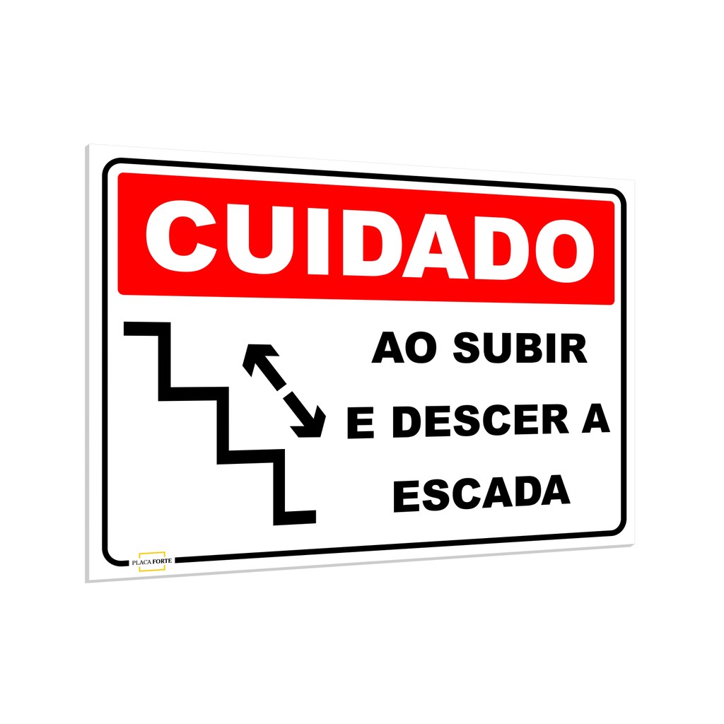 Placa Aviso Cuidado Subir e Descer Escada 25x18cm | Shopee Brasil