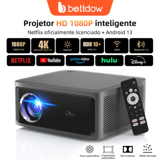 Projetor Fechado BETTDOW Netflix Com Resolução 4K 1080P, 700 ANSI, Foco Automático, Wi-Fi 6, Bluetooth 5.0