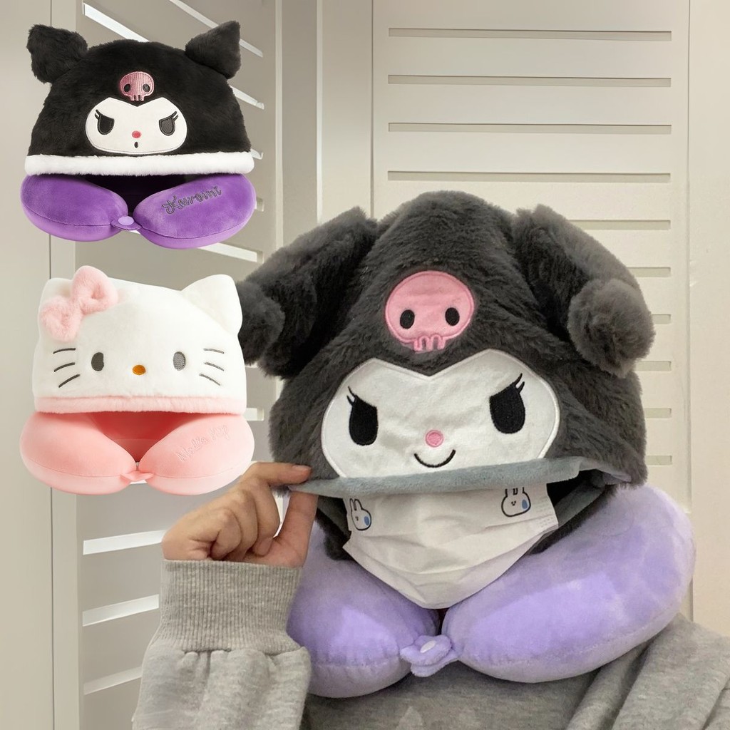 Acessório de Viagem Almofada com Capuz da Kuromi Hello Kitty