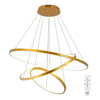Lustre Led Moderno Pendente Anéis Led 89w 3 Arcos Dourado