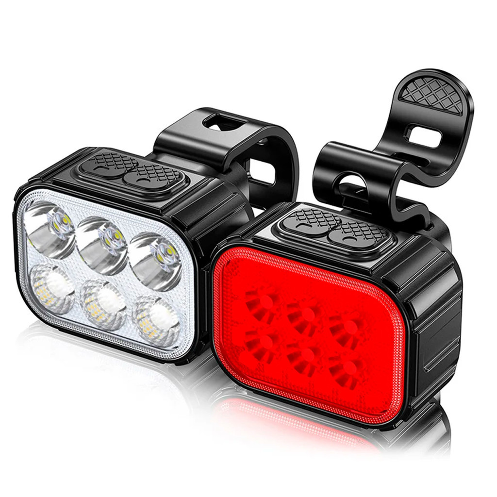 Lanterna Farol Bike Par Branco Vermelho Recarregavel Resistente