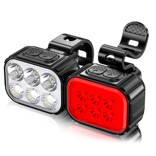 Lanterna Farol Bike Par Branco Vermelho Recarregavel Resistente