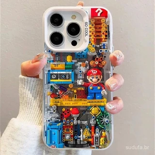 Diversão Animação criativa Mario Engenheiro Apple Case para iPhone 15 13 Pro Max 12 14 Pro Max 7 Plus XS Max 8 Plus XR 11 Pro 12 14 Plus Capa de silicone anti-queda PDXD