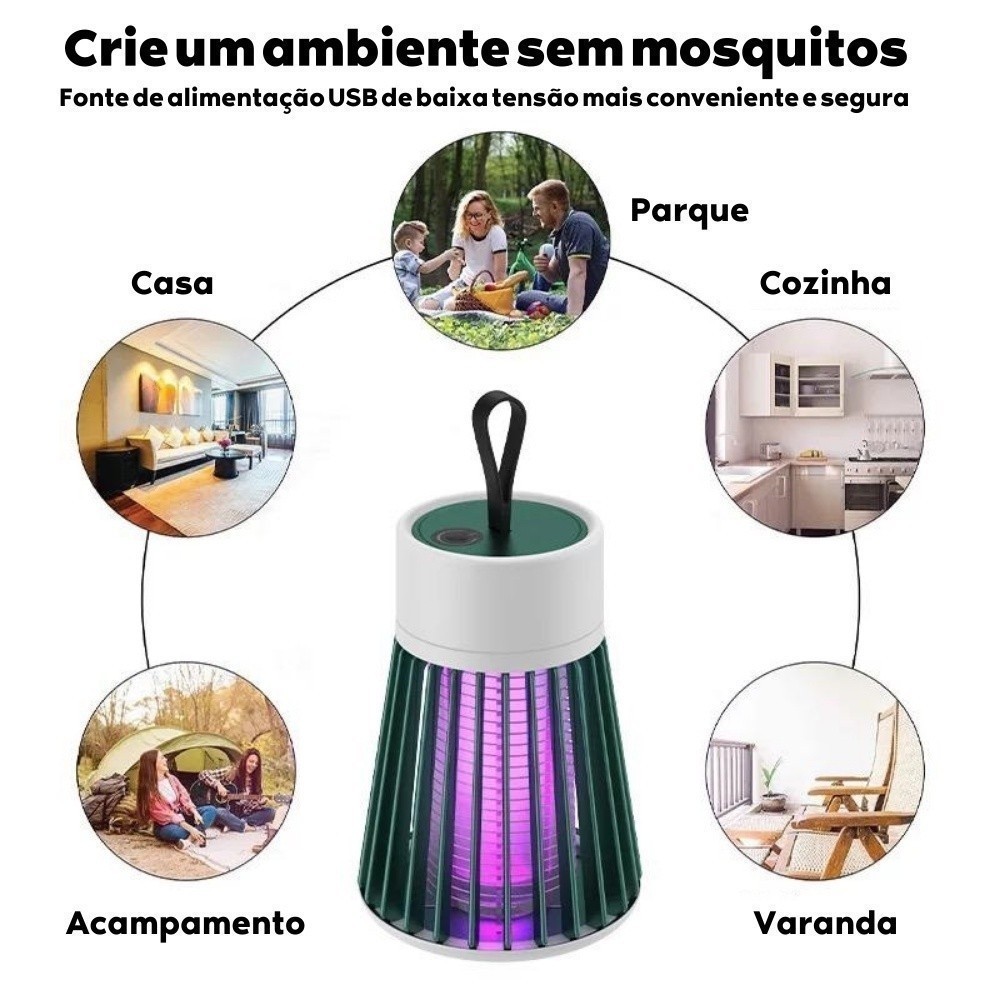 Lâmpada Elétrica Mata-Mosquitos Com Luz UV Usb Armadilha Para Insetos