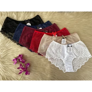Kit 5 Calcinhas Lingerie De Microfibra Poliéster Sexy Com Renda Cl089