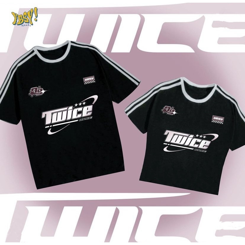 YBSY | K-Pop streetwear Camiseta Listrada " One Call " De Tamanho Exagerado