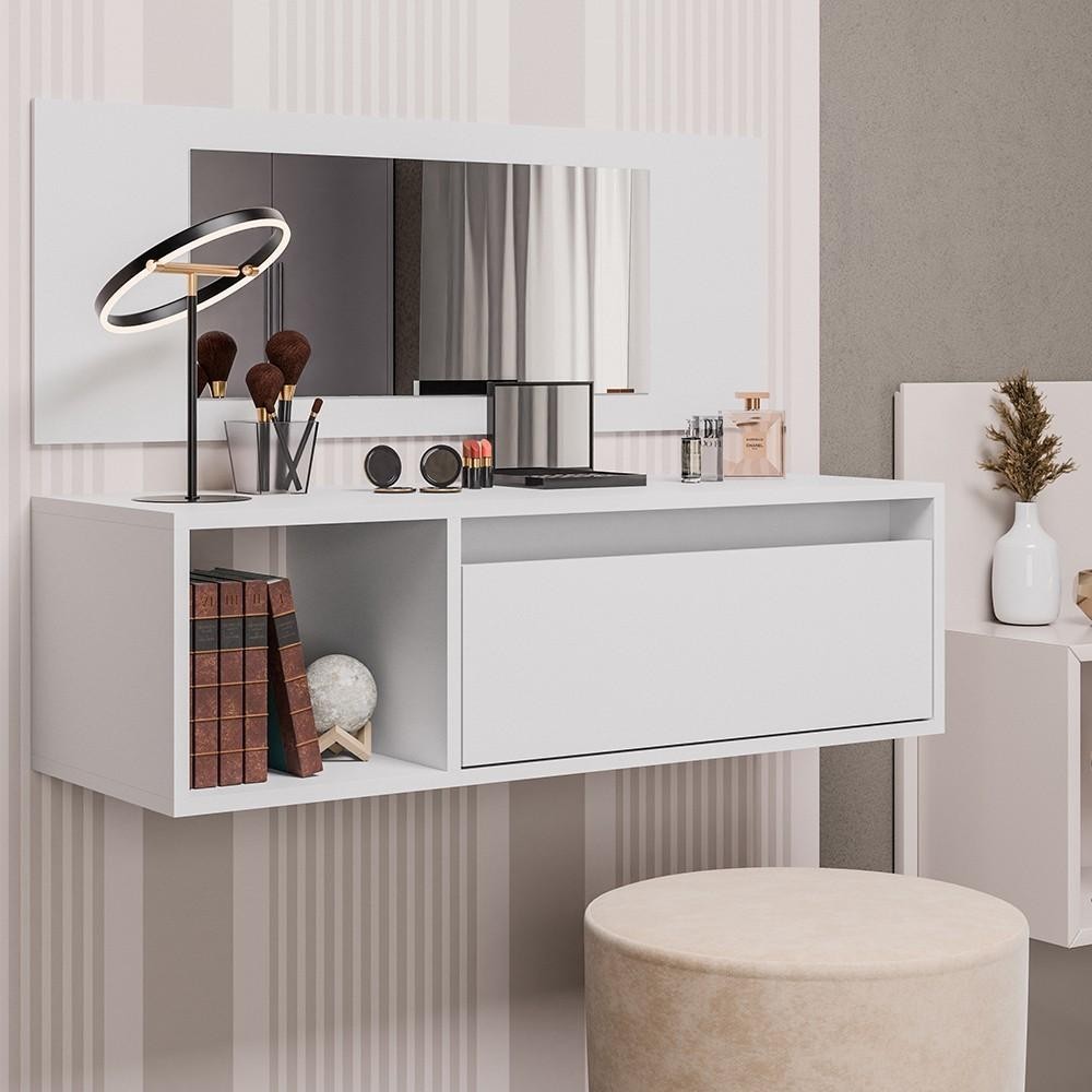 GEMER XSサイズ Penteadeira Camarim com Espelho Suspensa 90cm 1 Gaveta Elle Z34