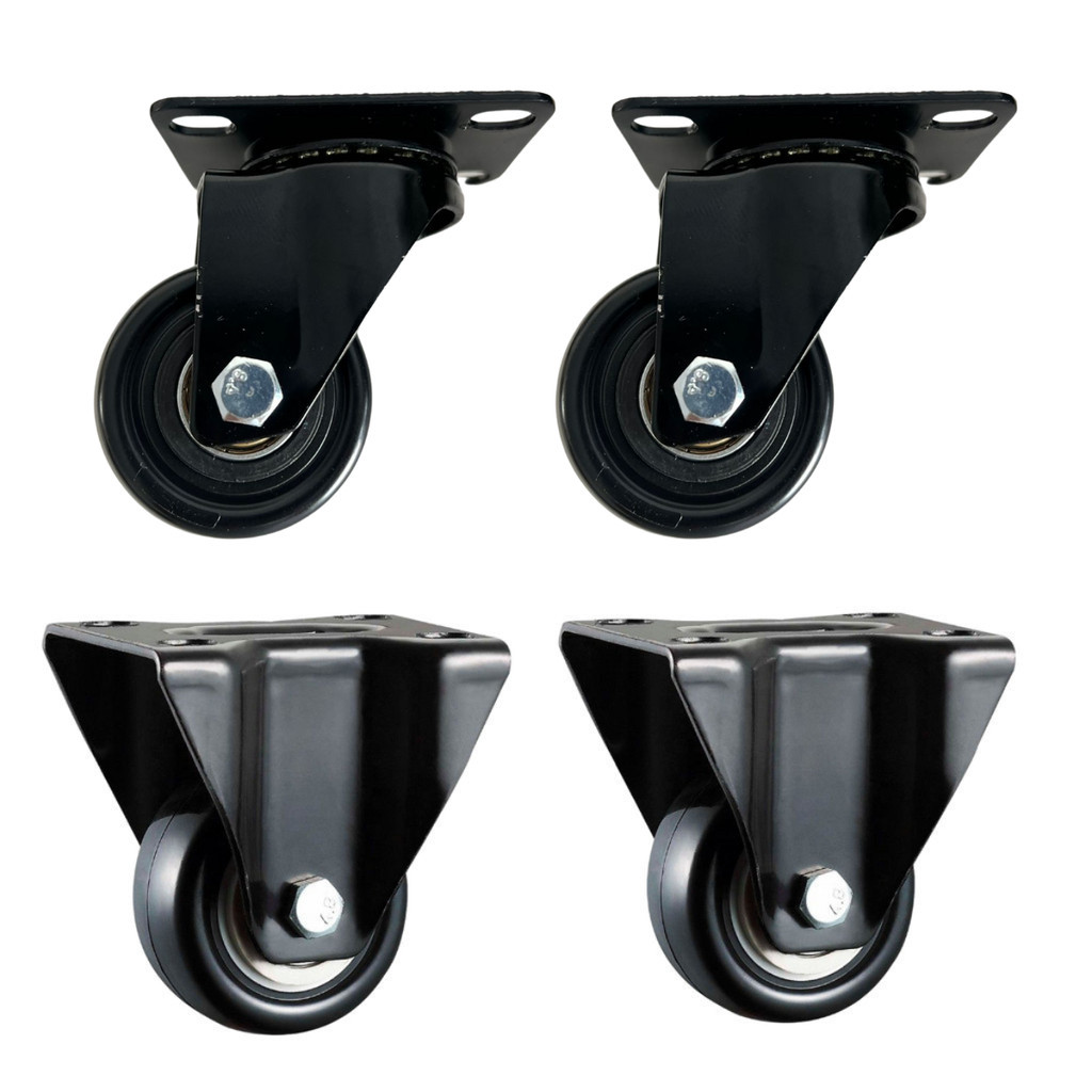 Kit 4 Rodízio Anti-risco 2 Fixa 2 Giratória Rodas 2” Polegadas