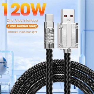 Cabo USB De Carga Rápida De Nylon Alongados Aplicável Tipo C 120W 6A Para Celular