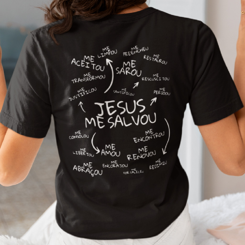 Camiseta Cristã Jesus Me Salvou T Shirt Feminina Tshirt Blusa Camisetas