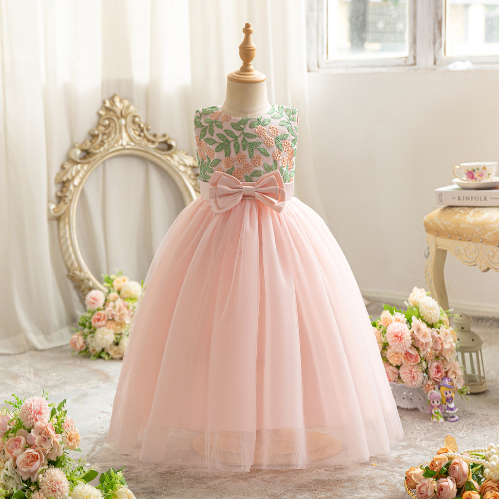 Vestido De Criança De 3-12 Anos Verde Princesa Saia Longa | Shopee Brasil