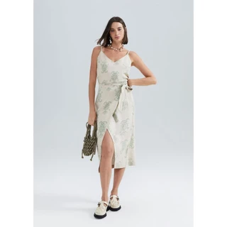 Saia Midi Pareô Estampada Em Viscolinho Hering