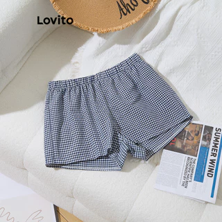 Lovito Shorts Básicos Elegantes Xadrez para Mulheres L99ED815
