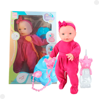 Boneca Mini Bebê Mania Xixi + Acessórios Rosa 5340 - Roma