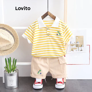 Lovito Conjuntos de shorts casuais com padrão listrado para meninos LNA82051