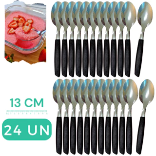 Kit 24 Colher De Sobremesa PRETO Linha CASA Inox