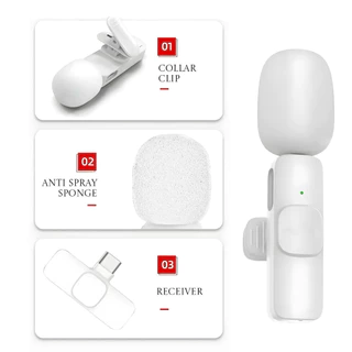 Conjunto 2 Microfones De Lapela Sem Fio Tipo C Para Celular Android USB-C Áudio Profissional Para Gravação Lives Podcast