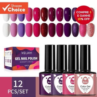 Conjunto de 12 Cores de Esmalte em Gel UV LED: libere sua criatividade com esmalte em gel para unhas em casa.