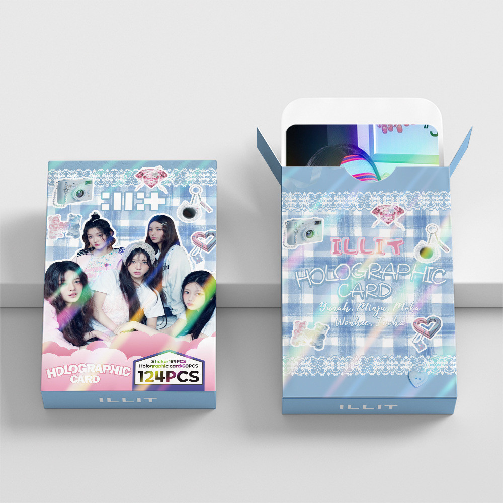 Kpop ILLIT Laser Photocard Lomo Cartão Postal 60pcs + 64pcs