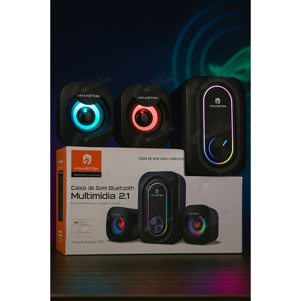 Caixa De Som Gamer 2.1 Bluetooth Usb Pc, Tv