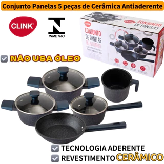Conjunto De Panelas Alumínio Antiderrapante Antiaderente Aço Inox Linha Premium Inmetro em Oferta na Shopee
