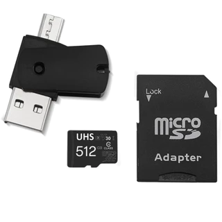 Kit 4 em 1 Cartão de Memória 512GB Ultra High Speed-I U3 + Adptador USB/OTG Tipo C + Adaptador SD - MC155 em Oferta na Shopee