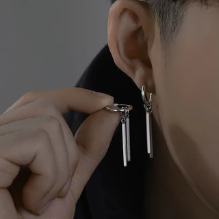 Brincos Sauron Simples e Únicos de Dupla Camada de Aço Titânio Masculino Não Desbotados
