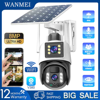 WANMEI V380 Pro CCTV Solar Exterior À Prova D'água 8MP 4K PTZ Câmera Sem Fio WIFI 360 Graus