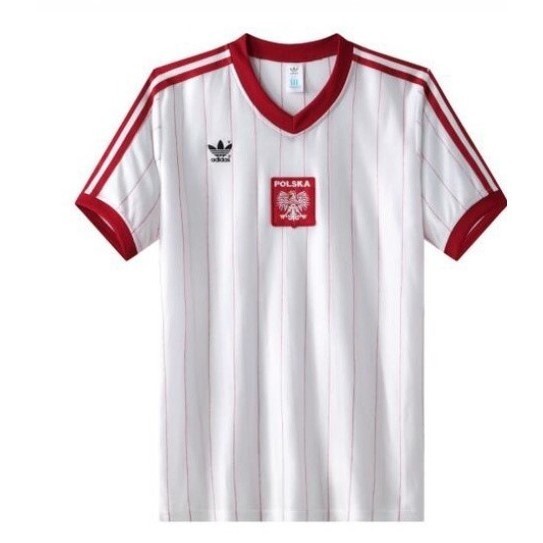 Reemissão 1982 Copa do Mundo Polônia Home Camisa de manga curta Retro Estilo Antigo Jersey Branco Clássico Nostalgic Football Jersey