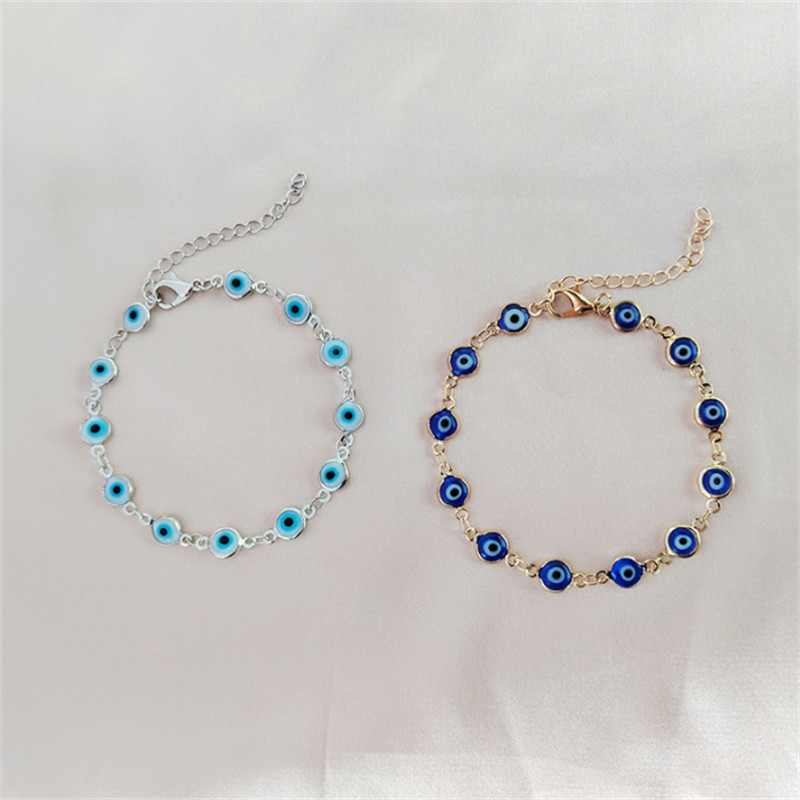 Pulseira de Olho do Diabo Americano Europeu Pulseira de Olho Feminino de Moda Jóias de Mão de Corrente Azul