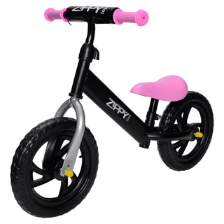 Bicicleta de Equilibrio Sem Pedal Zippy Toys Preta e Rosa Meninas +12 Meses Até 25kg