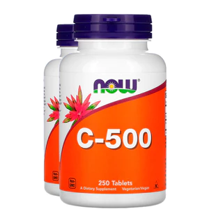Kit 2x Vitamina C 500mg e Rosa Mosqueta Now Foods 250Tabs Importado/Made in Usa