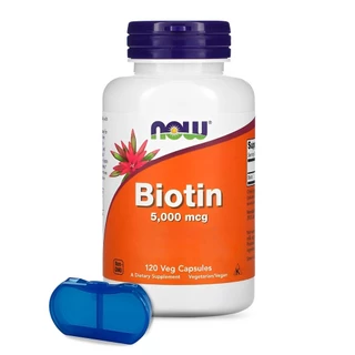 Biotina 5000mcg Now Foods 120 Caps + Porta Cápsulas