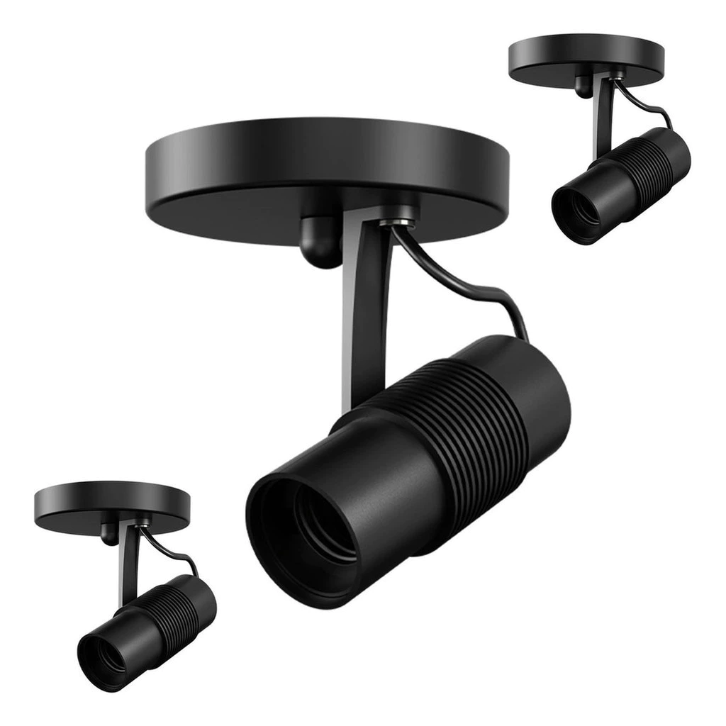 Kit 3x Spot De Sobrepor Basic Para 1 Lâmpada Preto E27 Avant