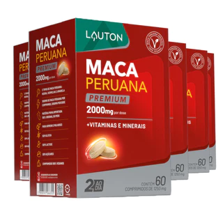 Kit 5x Maca Peruana 2000mg Lauton Vitiminas e Minerais 60 Comp