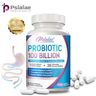 Pslalalae Probiotics 100 Bilhões De CFUS + 36 Tensão Clínica Comprovada , Com Fibra Prebiótica E Enzimas Digestivas