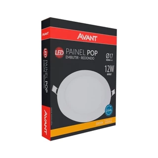 Plafon Painel LED Avant Redondo Embutir | 3K, 12W, 17cm, 720 Lúmens em Oferta na Shopee
