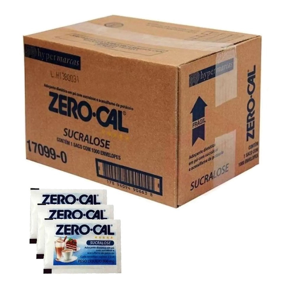Zero Cal Adoçante Sucralose Pó Caixa 1000 Envelopes | Shopee Brasil