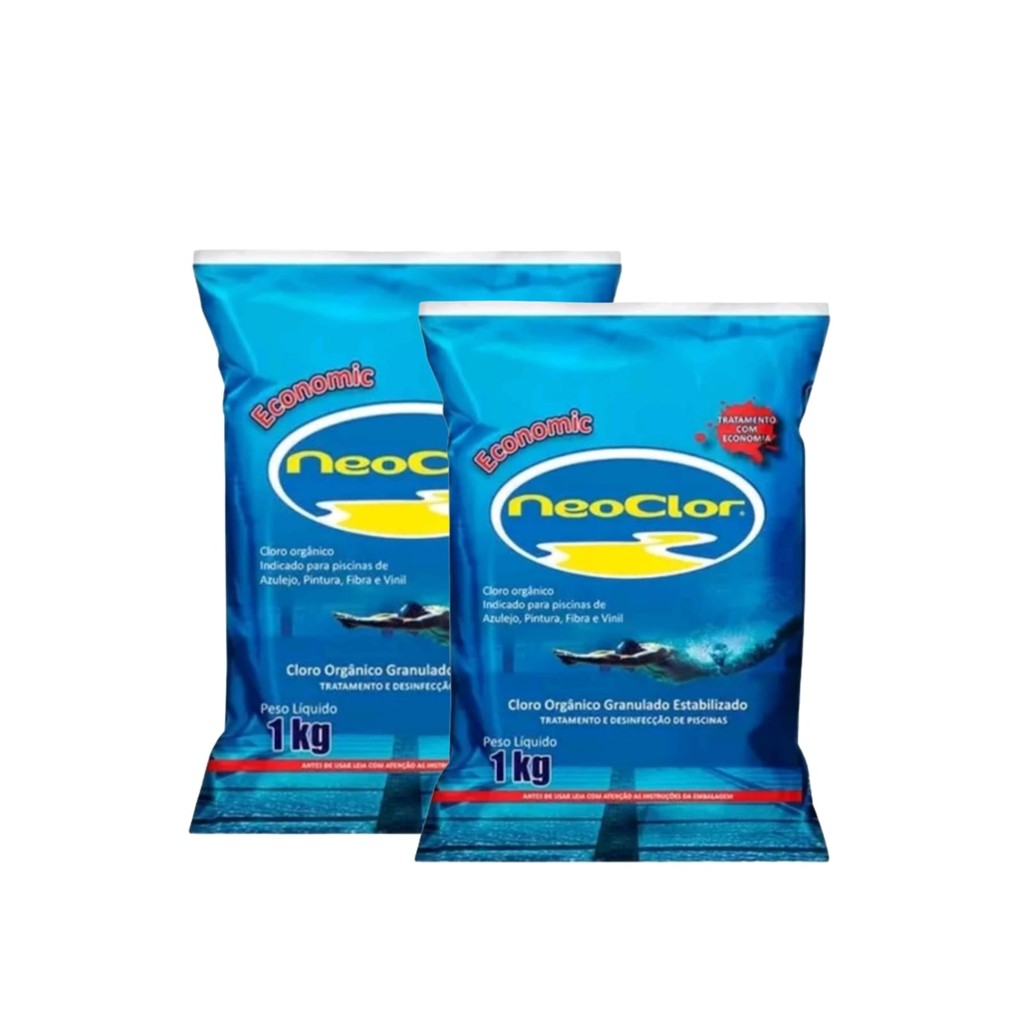 KIT COM 2 UNI DE CLORO 1KG PARA PISCINAS NEOCLOR | Shopee Brasil