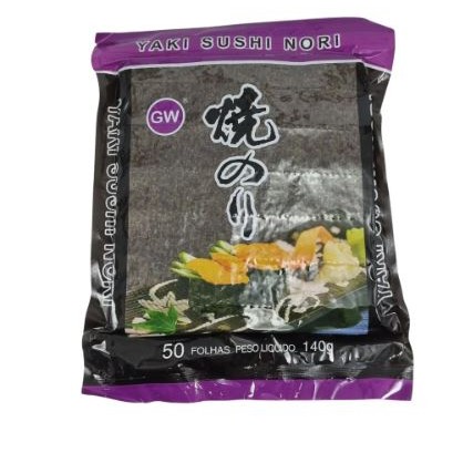 Alga Coreana Nori Sushi Temakis Premium Roxa GW 50 Folhas 140g