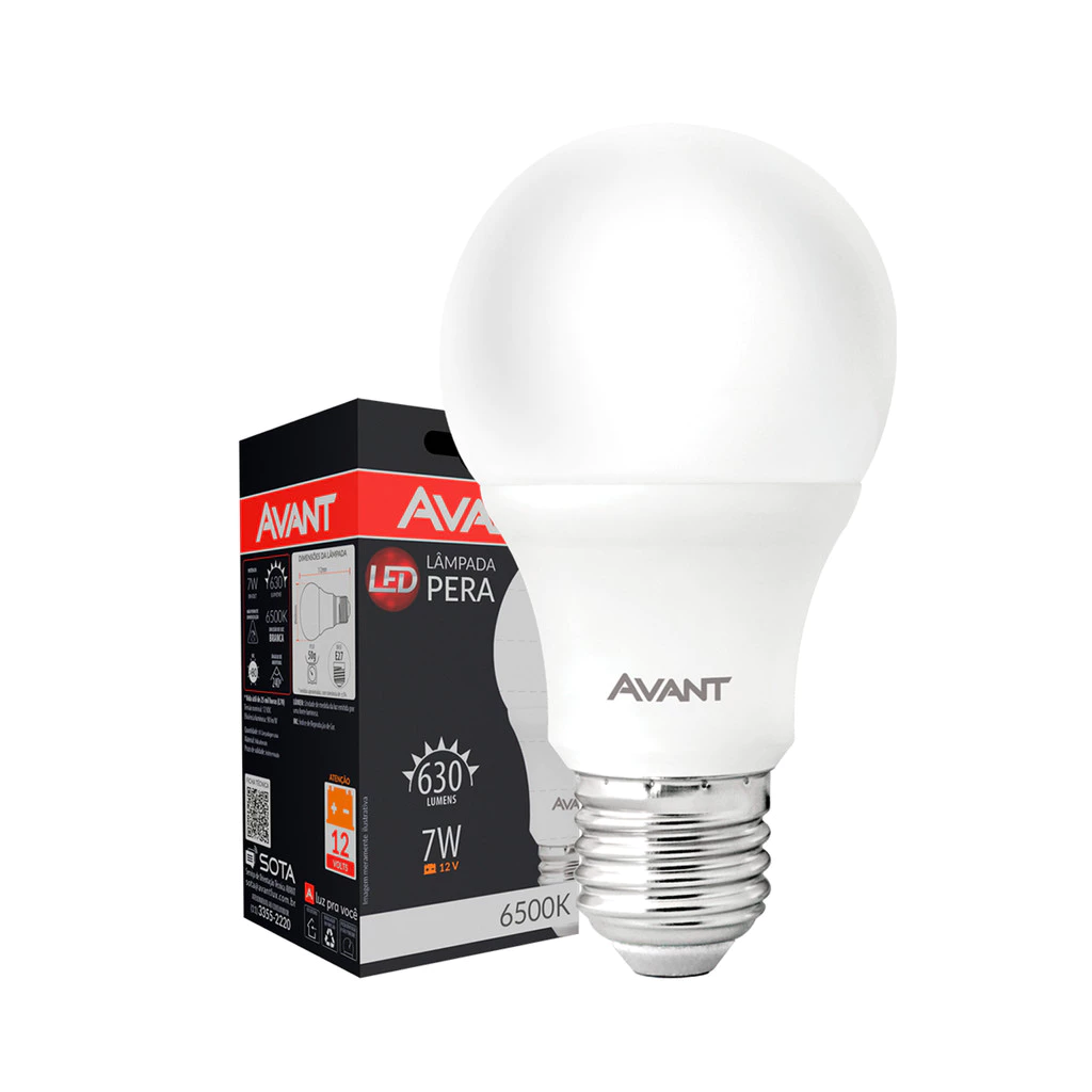 Lampada Led Pera Hp 7w 630lm 6500k 12v E27 Avant