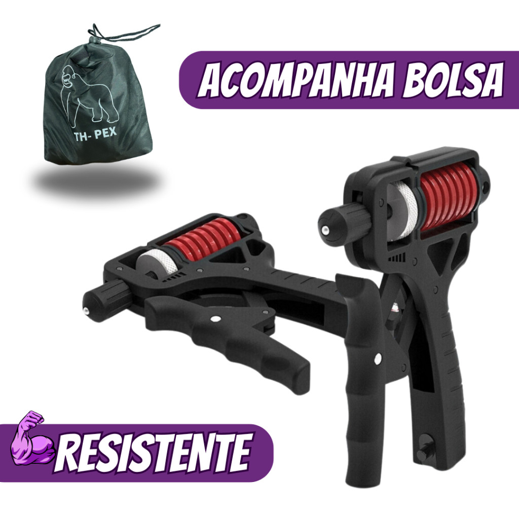 Handgrip Metal 5-165 kg Resistente Fortalecedor Exercício Braço e Antebraço Mola com Ajuste de Força