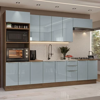 Armário de Cozinha Completa 310cm Rustic/Cinza Lux Madesa 02 em Oferta na Shopee