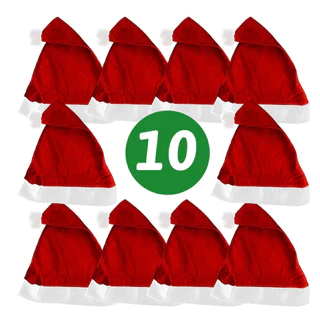 Kit 1/5/10 Toucas de Papai Noel - Gorro Natalino Vermelho de Feltro/ Tamanho Único Para Festas - Entrega Pronto em Oferta na Shopee