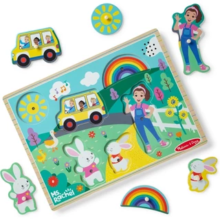 Melissa E Doug Sra . Rachel Wooden Song Peg Puzzle , Ativado Por Luz , 6 Peças Com Músicas Completas , Brinquedos Infant