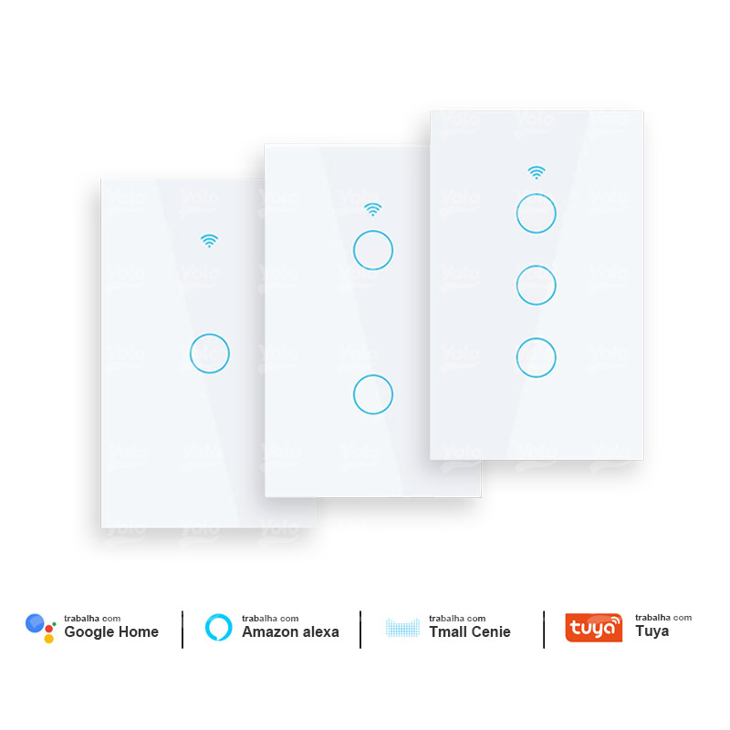Botões Smart WiFi Switch 1/2/3-Controle De Toque E Voz (Alexa/Google) | Entrega Rápida